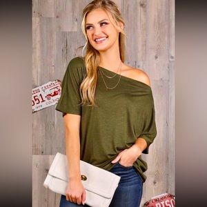 Olive Chic Off The Shoulder Draped Top